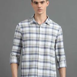 Bushirt Stone Grey Regular Fit Check Cotton Shirt-picture-35