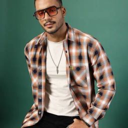 Rigo Orange Loose Fit Checks Shacket-picture-10