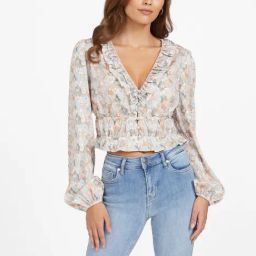 Guess Multicolor Polyester Printed Full Sleeve Tops-picture-5