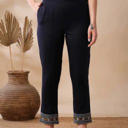 Globus Blue Mid Rise Regular Fit Trousers-image-63