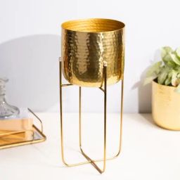 S. G. Home Metal Hammered Planter with Stand-image-26