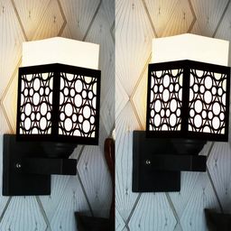 Gojeeva Brown Wood Square Wall Lamps-image-94