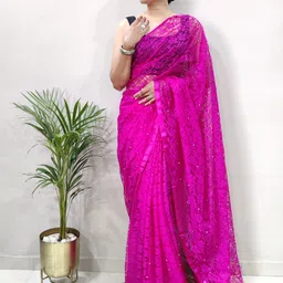 HI FI NX Floral Net Saree image 3