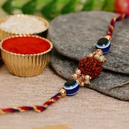 eCraftIndia Evil Eye Rudraksh Rakhi for Brother with Sibling Agreement & Roli Chawal Pack-image-42