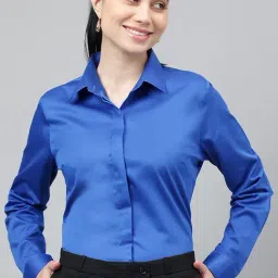 Hancock Royal Blue Cotton Regular Fit Shirt-picture-26