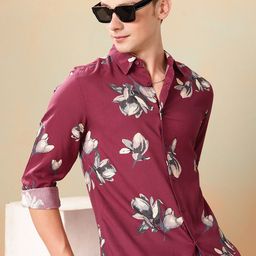 Mast & Harbour Opaque Floral Printed Casual Shirt-image-91