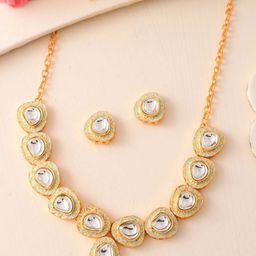 DASTOOR Gold-Plated Stones Studded Necklace Set-31