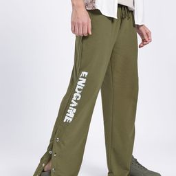 glitchez Men Relaxed Knit Printed Button-Slit Track Pants-image-84