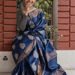 CaniBani Blue Cotton Blend Banarasi Sarees-image-42