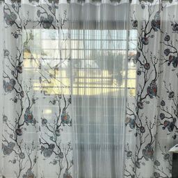 Galaxy Home Decor Grey & White 3 Pieces Floral Printed Sheer Window Curtains-image-83