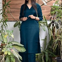 TRY LUCK FASHION Teal Viscose Rayon Kurta Sets-image-55