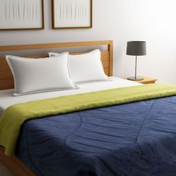 STELLAR HOME Navy Blue & Lime Green Solid AC Room 120 GSM Double Bed Comforter-image-53
