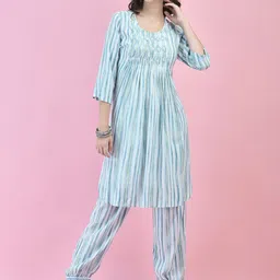 Shree Women Striped Regular Liva Kurta with Harem Pants-picture-36