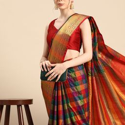 Silk Land Checked Zari Kanjeevaram Saree-38