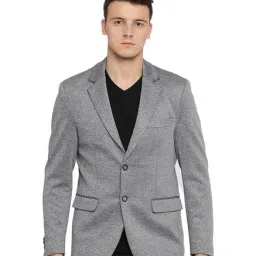 Basics Grey Full Sleeves Notched Lapel Blazer-image-60