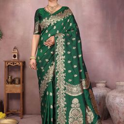 KALINI Ethnic Motifs Zari Silk Blend Designer Banarasi Saree-picture-42