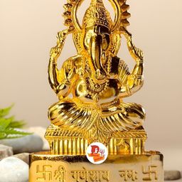 DARIDRA BHANJAN Gold-Toned Lord Ganesh Religious Idol Showpiece-image-74