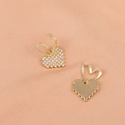 VAGHBHATT Gold-Plated Artificial Stones Studded Heart Shaped Drop Earrings image 2