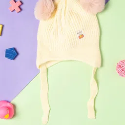 Baby Moo Unisex Kids Cream-Coloured & Peach-Coloured Beanie-5