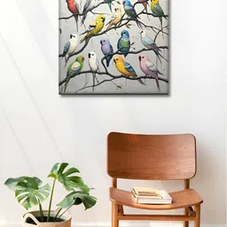 OLIVE TREE Grey & Green Canvas Birds and Animals Wall Paintings-99
