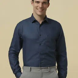 Allen Solly Men Spread Collar Textured Cotton Slim Fit Formal Shirt-picture-2