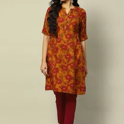 Rangriti Women Floral Printed Flared Sleeves Sequinned Kurta-picture-34
