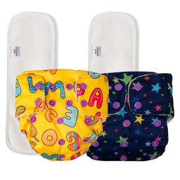 Mylo Baby Freesize Adjustable Cloth Diapers with 2 Free Insert Oeko Tex Certified Pack of 2 - Twinkle Twinkle  ABC Print Multicolour-8