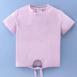 Kookie Kids Half Sleeves Knotted Striped Top - Light Purple-picture-20