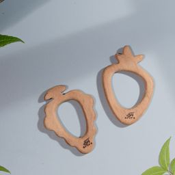 Ariro Organic Non Toxic Grape & Carrot Neem Wood Teethers Pack of 2 - Brown-25