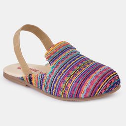 Mine Sole Ethnic Thread Work Detailed Slip On Sandals - Multi Colour-image-14