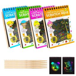 ADKD Scratch art book Wooden Stylus for Kids For Birthday Return Gifts For Kids pack of 4- (Color May Vary)-26