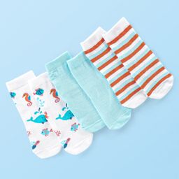 Cute Walk by Babyhug Anti Bacterial Ankle Length Socks Fish Design Pack Of 3 - Multicolour-image-83