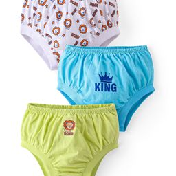 Doodle Poodle 100% Cotton Lion Printed Briefs Pack of 3 - Blue Green & White-image-35