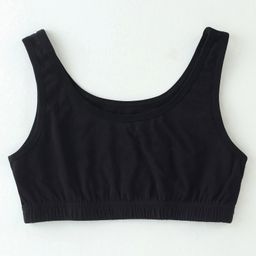 Red Rose Cotton Knit Sleeveless Bralette Solid Colour - Black-picture-15