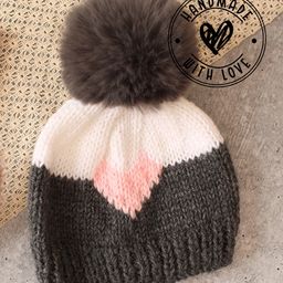 Woonie Handmade Heart With Faux Fur Pom Pom Detailed Cap - Black-image-63