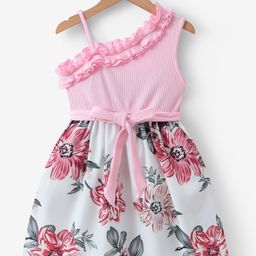 Kookie Kids Sleeveless Frock with Floral Print & Bow Applique - Pink-image-21