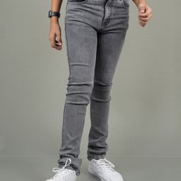 Knit N Knot Denim Solid Stretchable Joggers - Grey-image-46