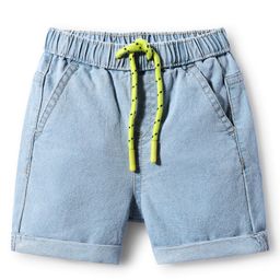 Babyhug Mid Thigh Solid Color Denim Shorts - Light Blue-image-71