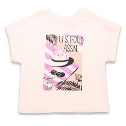 US Polo Assn Cotton Knit Half Sleeves T-Shirt With Beach Theme Print - Pink-image-32