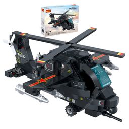 Elecart Military Helicopter Building Blocks Set 260PCS Army Aircraft Toy for Kids, STEM-Compatible Brick Set with Missiles & Rotating Blades, Creative Educational Toy Gift (Black)-3