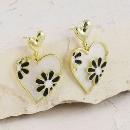 Asthetika Heart & Floral Shaped Enamelled Drop Earrings-36