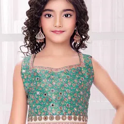 JAY NAGNATH FAB Girls Printed Mirror Work Ready to Wear Lehenga & Blouse With Dupatta image 2