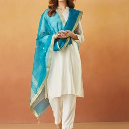 Fabindia Ethnic Motifs Woven Design Cotton Silk Dupatta with Zari-picture-13