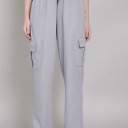 BELTLY Women Relaxed Fit Mid-Rise Tailored Stain Resistant Cotton Cargos Trousers-image-91