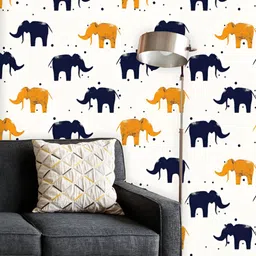 ArtzFolio Printed UV-Resistant Anti-Bacterial Cartoon Elephant Peel & Stick Wallpaper-image-7