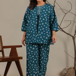 Coordnord Printed Top & Shrug With Palazzos Co-Ords-15