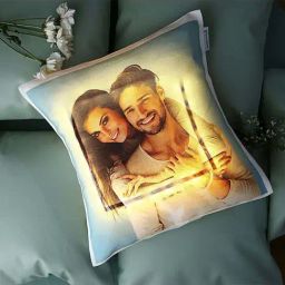 FNP Yellow LED Personalised Love Cushion-43