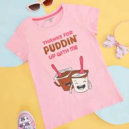 Pantaloons Junior Candy Pink Cotton Printed T-Shirt-picture-17