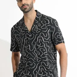 Rare Rabbit Black Regular Fit Abstract Shirt image 1