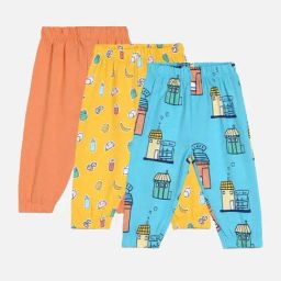 MINIKLUB Peach & Blue New Born And Baby Boys Full Length Knit Bottom-image-0